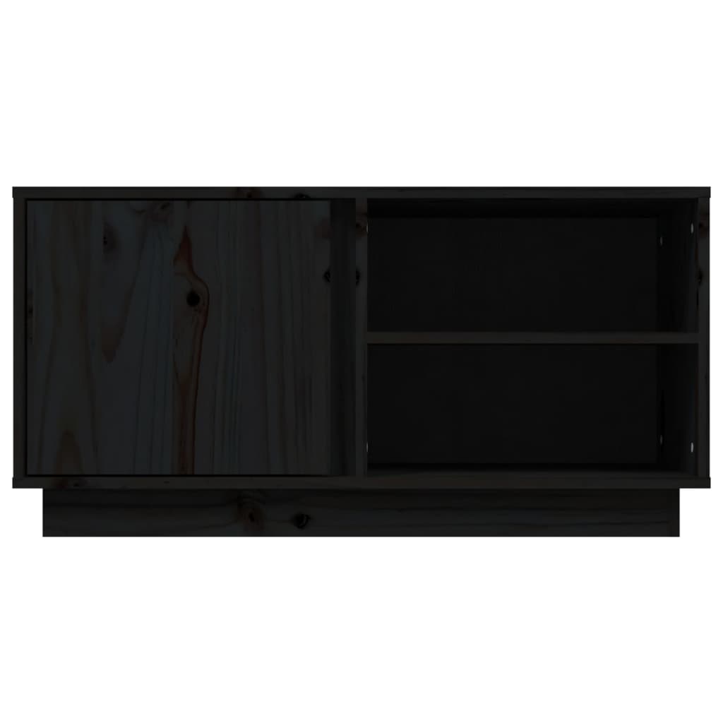 Fekete tömör fenyőfa tv-szekrény 80 x 35 x 40,5 cm Fekete tömör fenyőfa tv-szekrény 80 x 35 x 40,5 cm