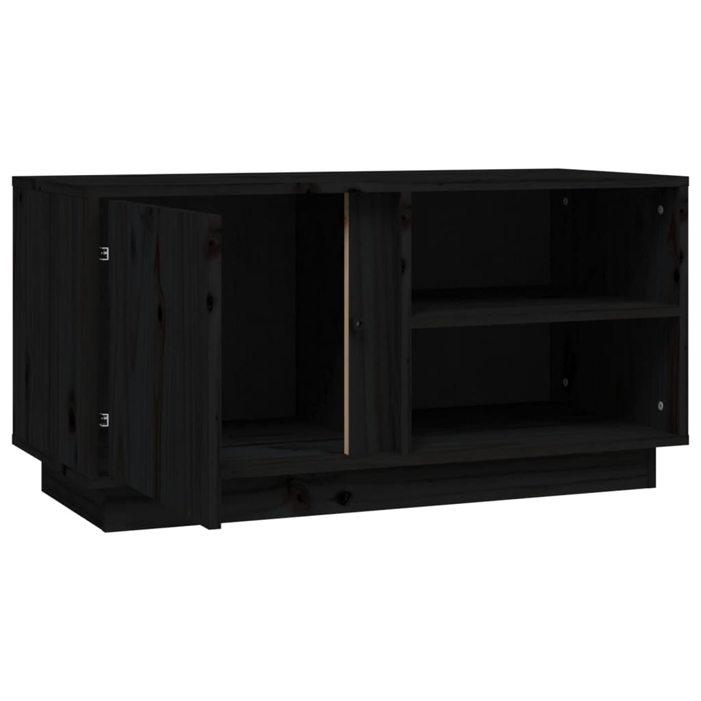Fekete tömör fenyőfa tv-szekrény 80 x 35 x 40,5 cm Fekete tömör fenyőfa tv-szekrény 80 x 35 x 40,5 cm