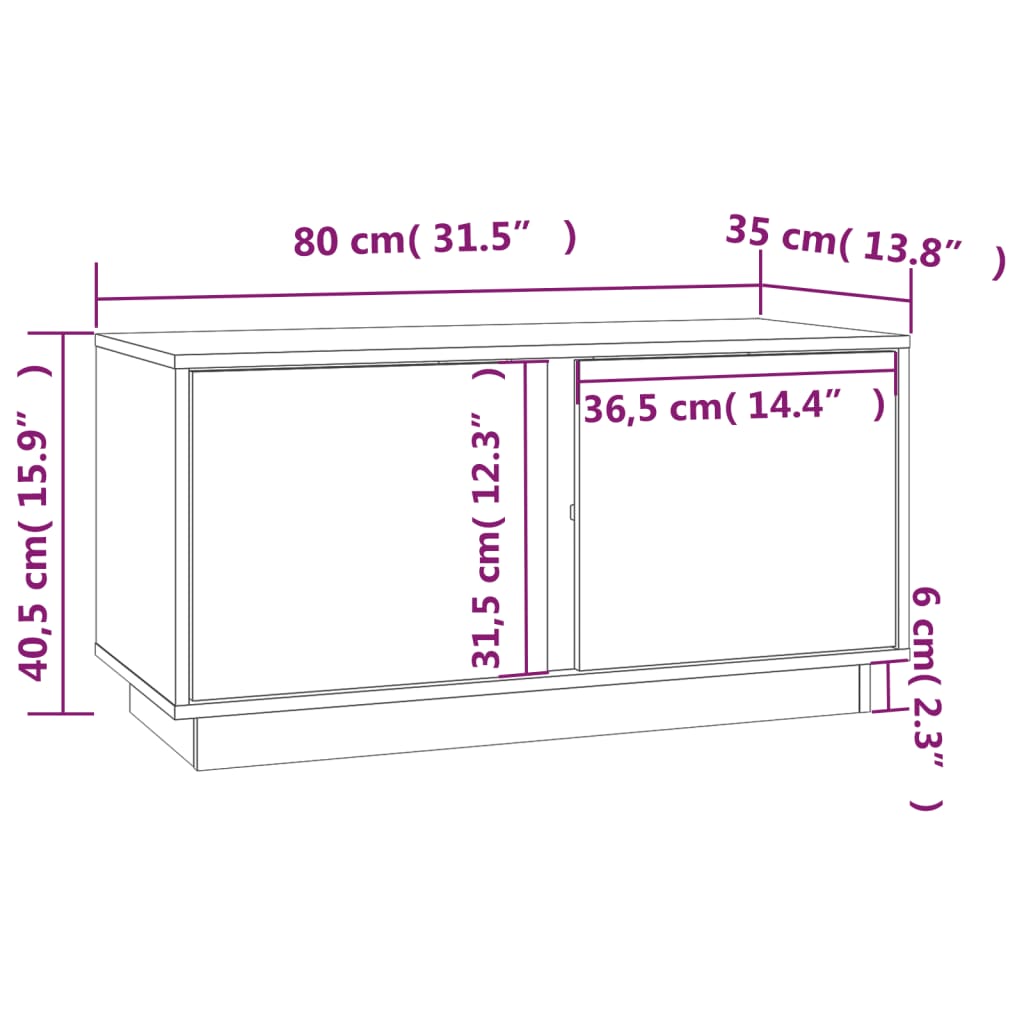 Tömör fenyőfa tv-szekrény 80x35x40,5 cm