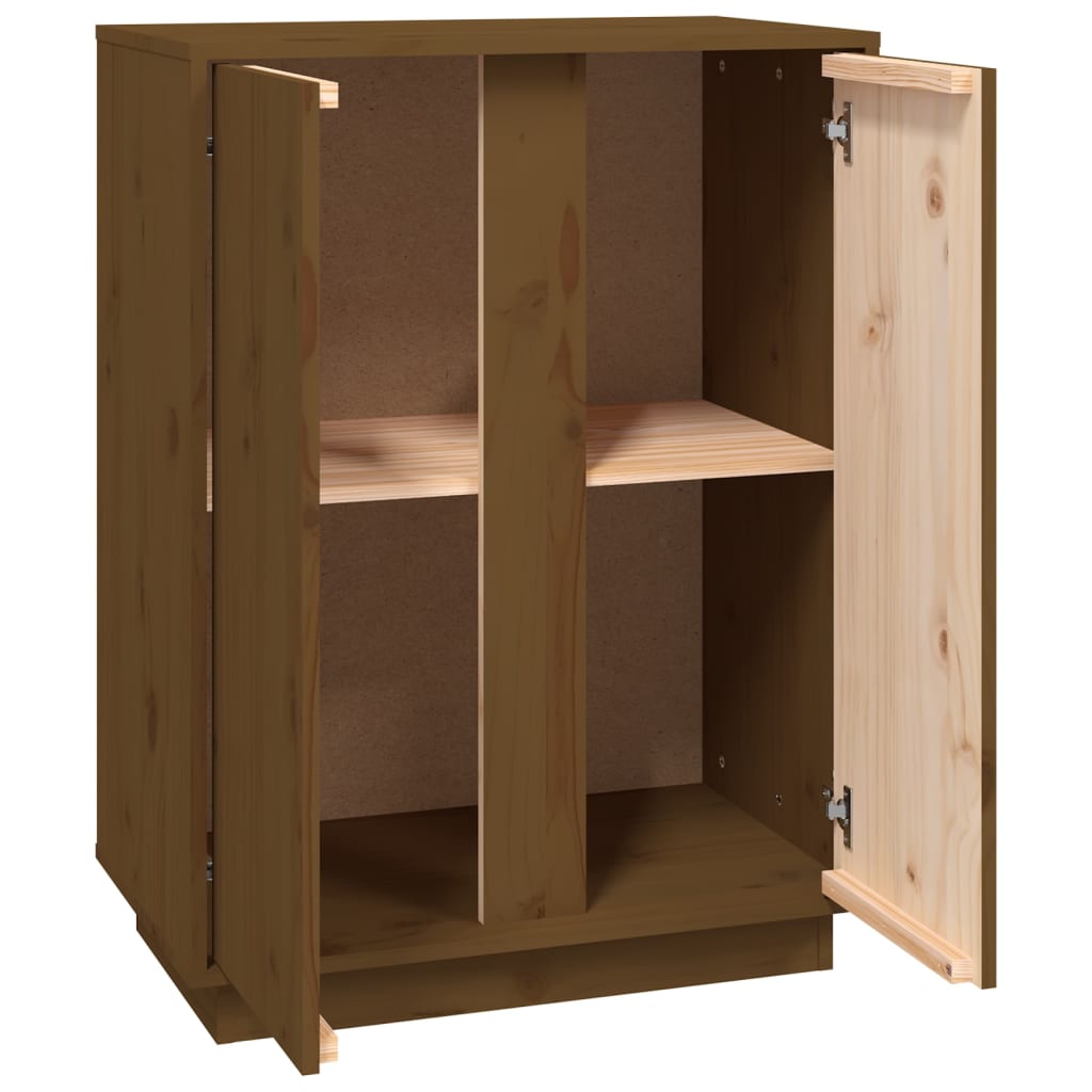 Mézbarna tömör fenyőfa tálalószekrény 60x35x80 cm