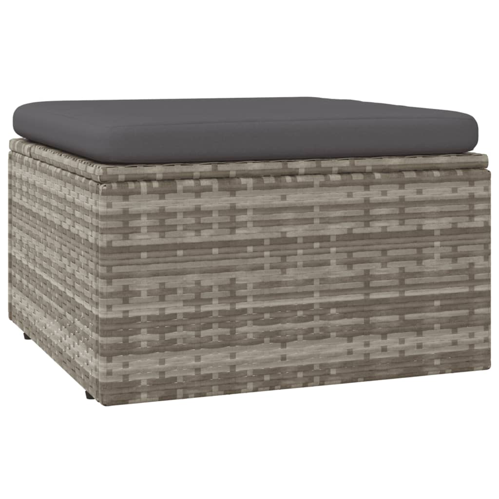 Szürke polyrattan kerti lábtartó párnával 55 x 55 x 30 cm