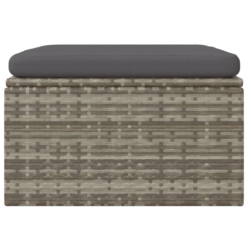 Szürke polyrattan kerti lábtartó párnával 55 x 55 x 30 cm