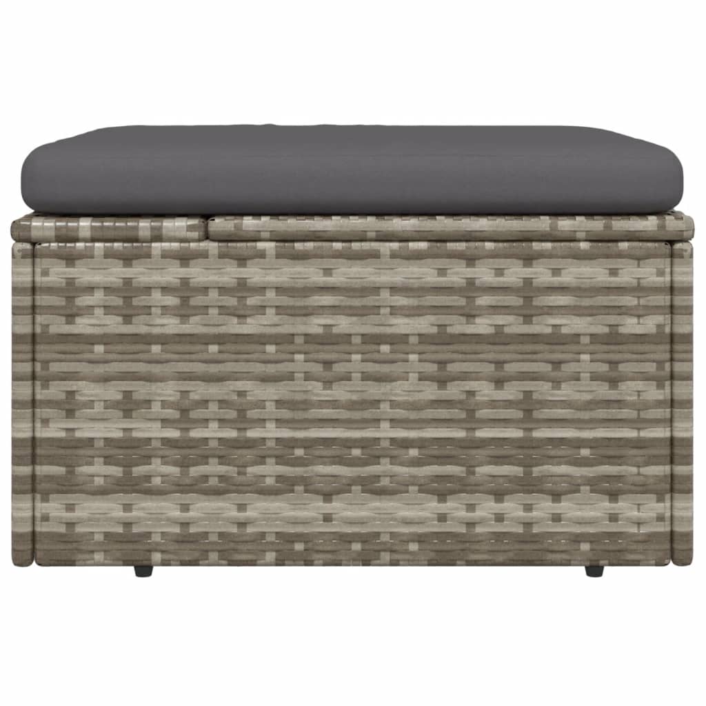 Szürke polyrattan kerti lábtartó párnával 55 x 55 x 30 cm