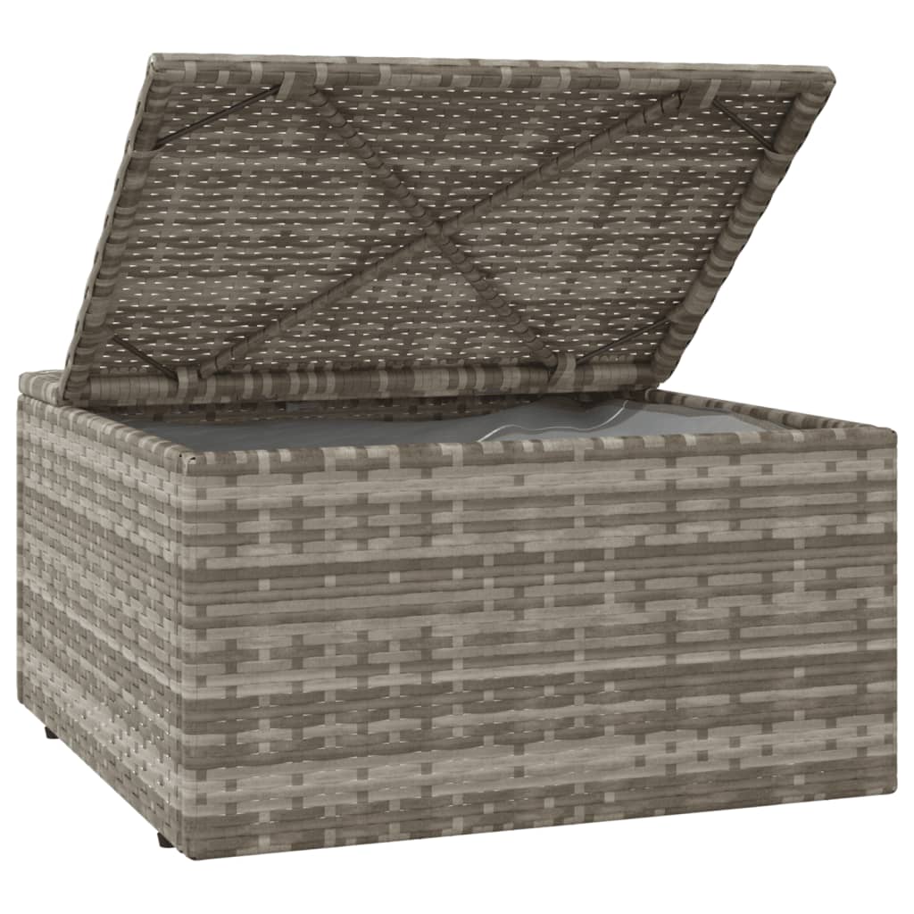 Szürke polyrattan kerti lábtartó párnával 55 x 55 x 30 cm