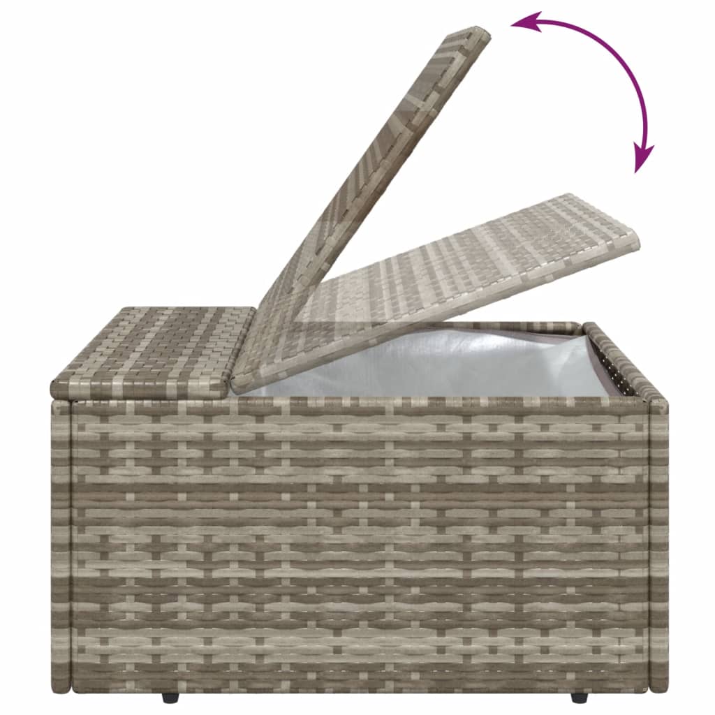 Szürke polyrattan kerti lábtartó párnával 55 x 55 x 30 cm