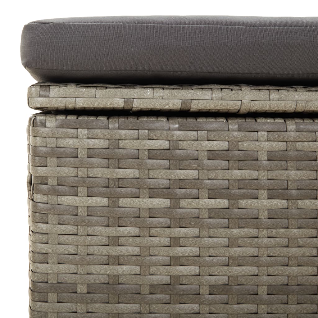 Szürke polyrattan kerti lábtartó párnával 55 x 55 x 30 cm