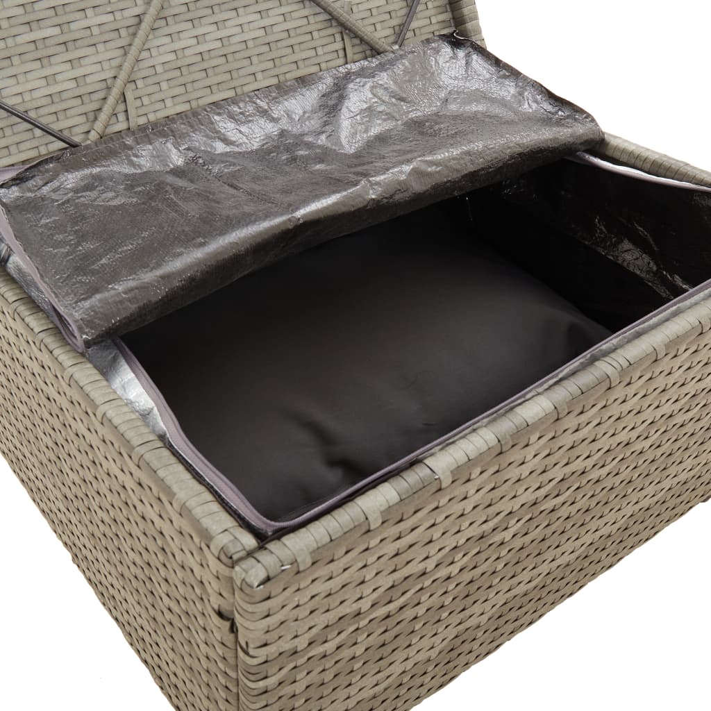Szürke polyrattan kerti lábtartó párnával 55 x 55 x 30 cm