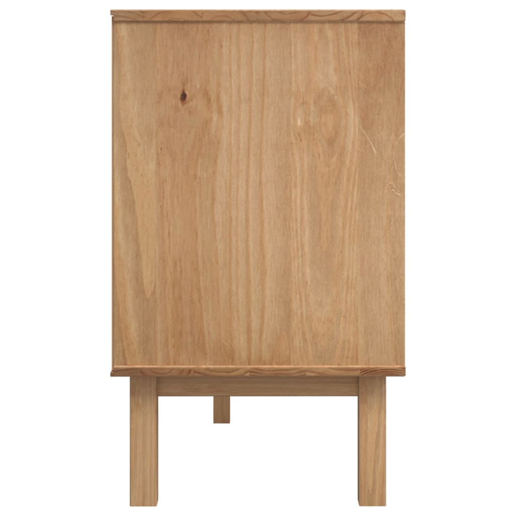 Otta barna és szürke tömör fenyőfa tálalószekrény 114x43x73,5cm