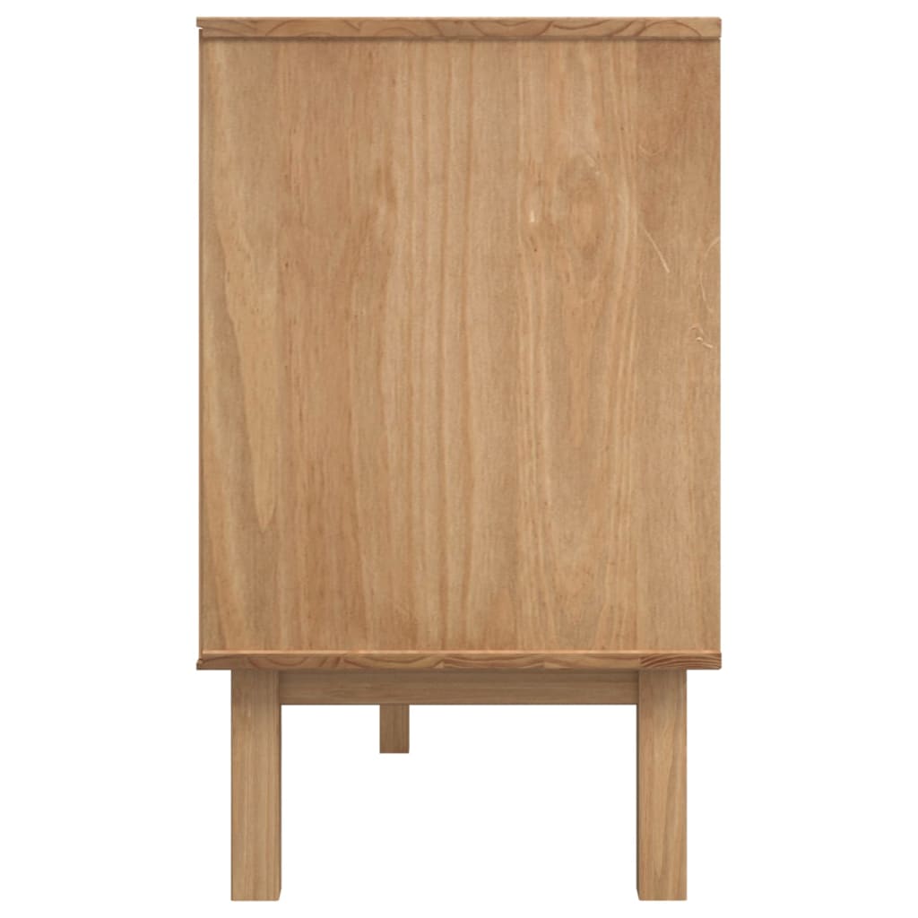 Otta barna és fehér tömör fenyőfa tálalószekrény 114x43x73,5 cm