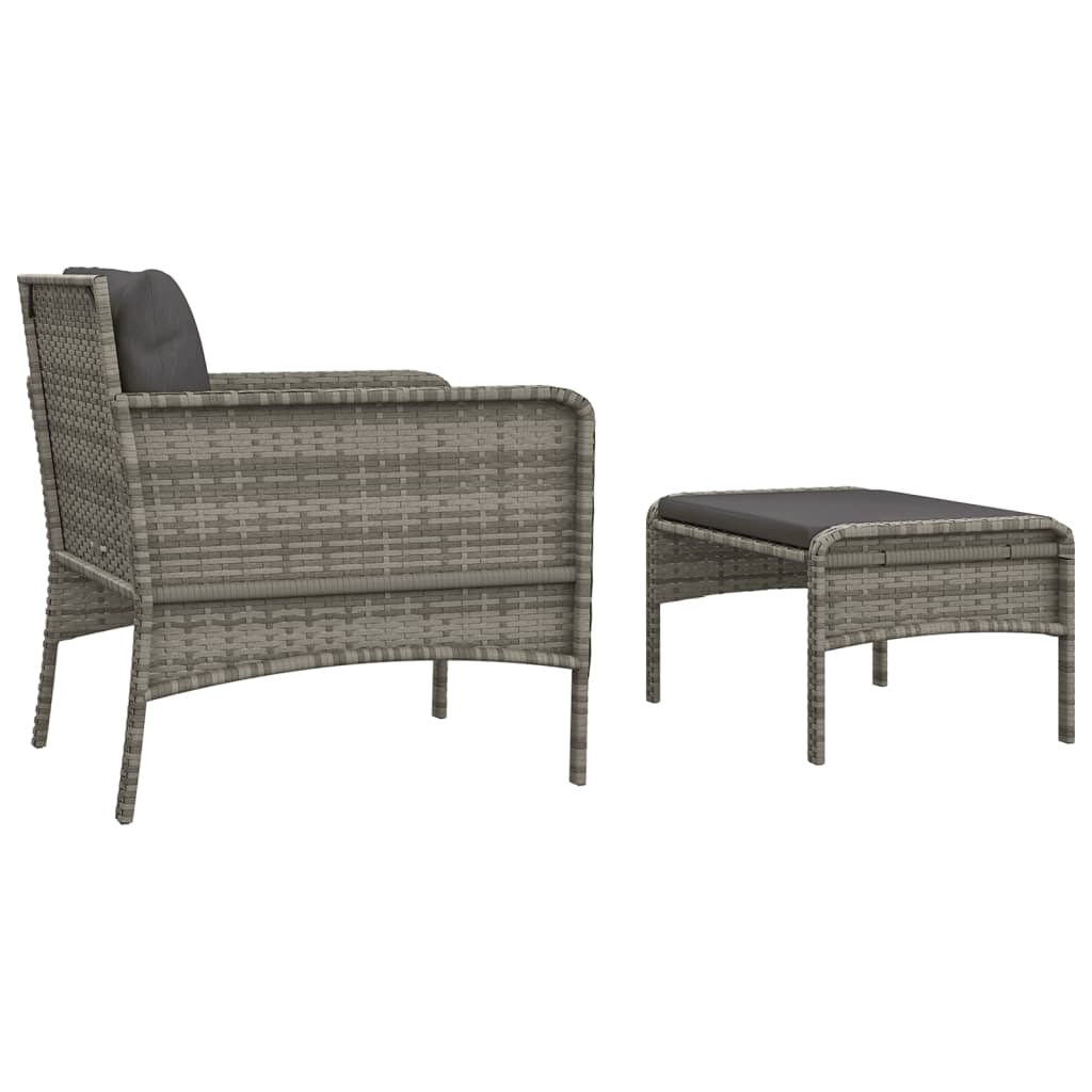 2 részes szürke polyrattan kerti ülőgarnitúra párnákkal
