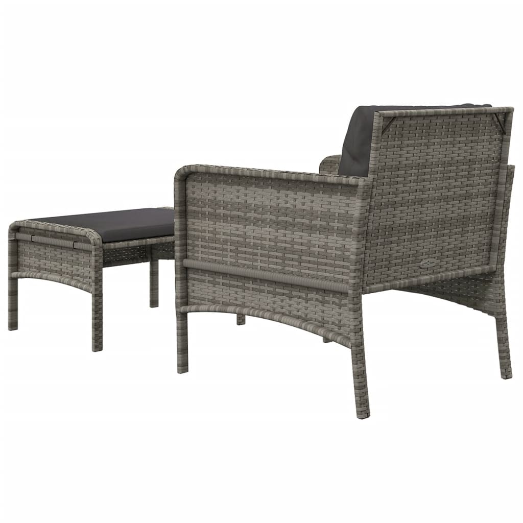 2 részes szürke polyrattan kerti ülőgarnitúra párnákkal