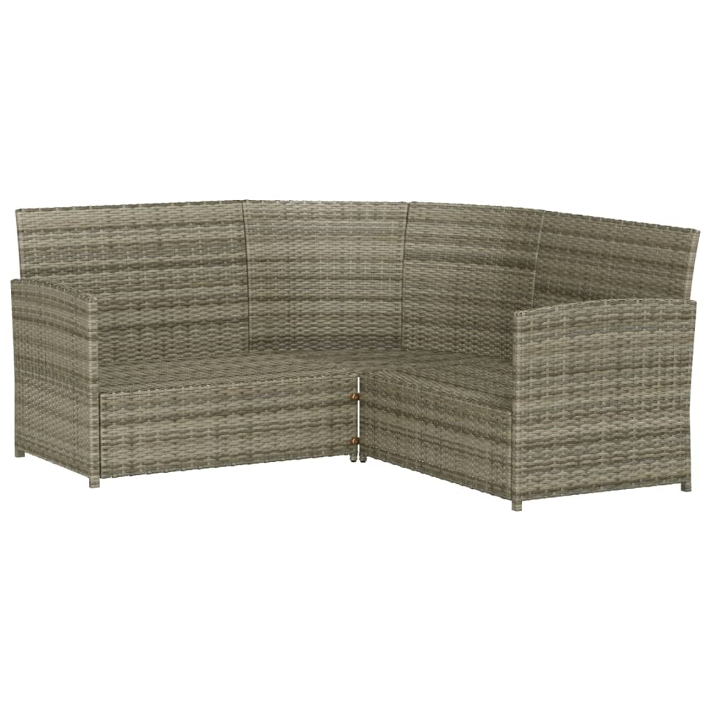 2 részes l-alakú szürke polyrattan kanapészett párnákkal