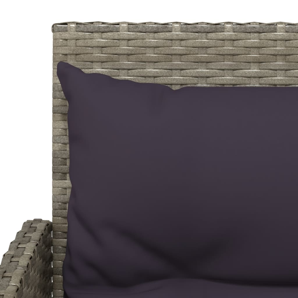 2 részes l-alakú szürke polyrattan kanapészett párnákkal
