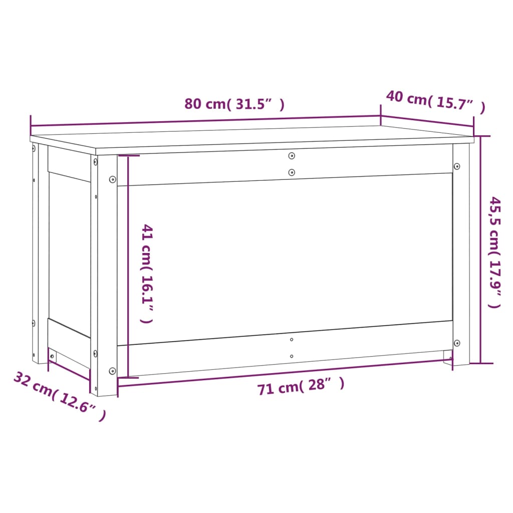 Tömör fenyőfa tárolóláda 80 x 40 x 45,5 cm Tömör fenyőfa tárolóláda 80 x 40 x 45,5 cm
