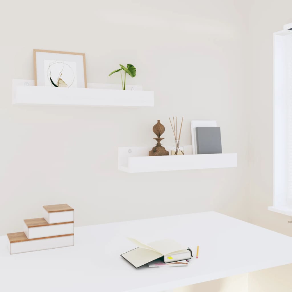 2 db fehér tömör fenyőfa fali polc 50 x 12 x 9 cm