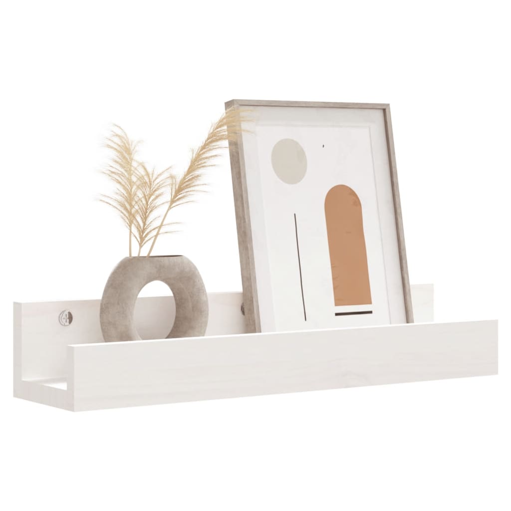 2 db fehér tömör fenyőfa fali polc 50 x 12 x 9 cm