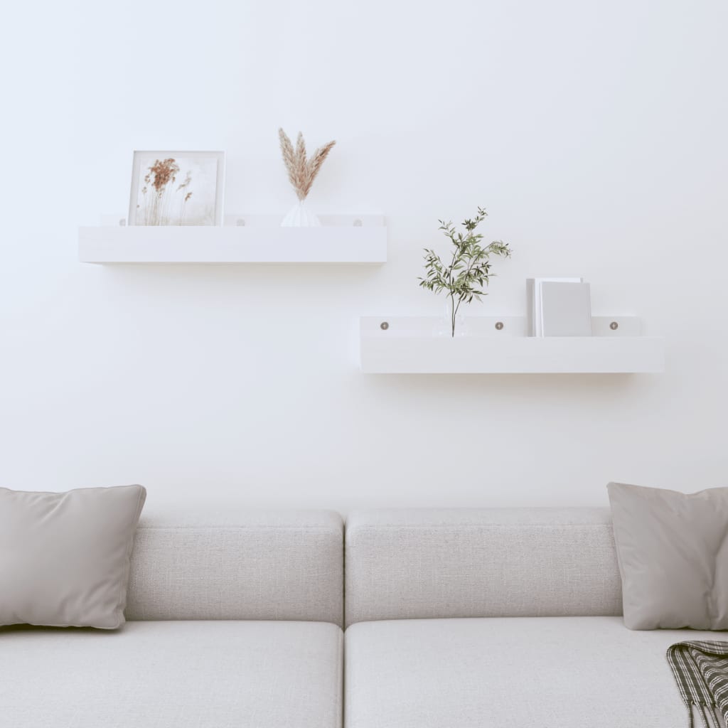 2 db fehér tömör fenyőfa fali polc 50 x 12 x 9 cm