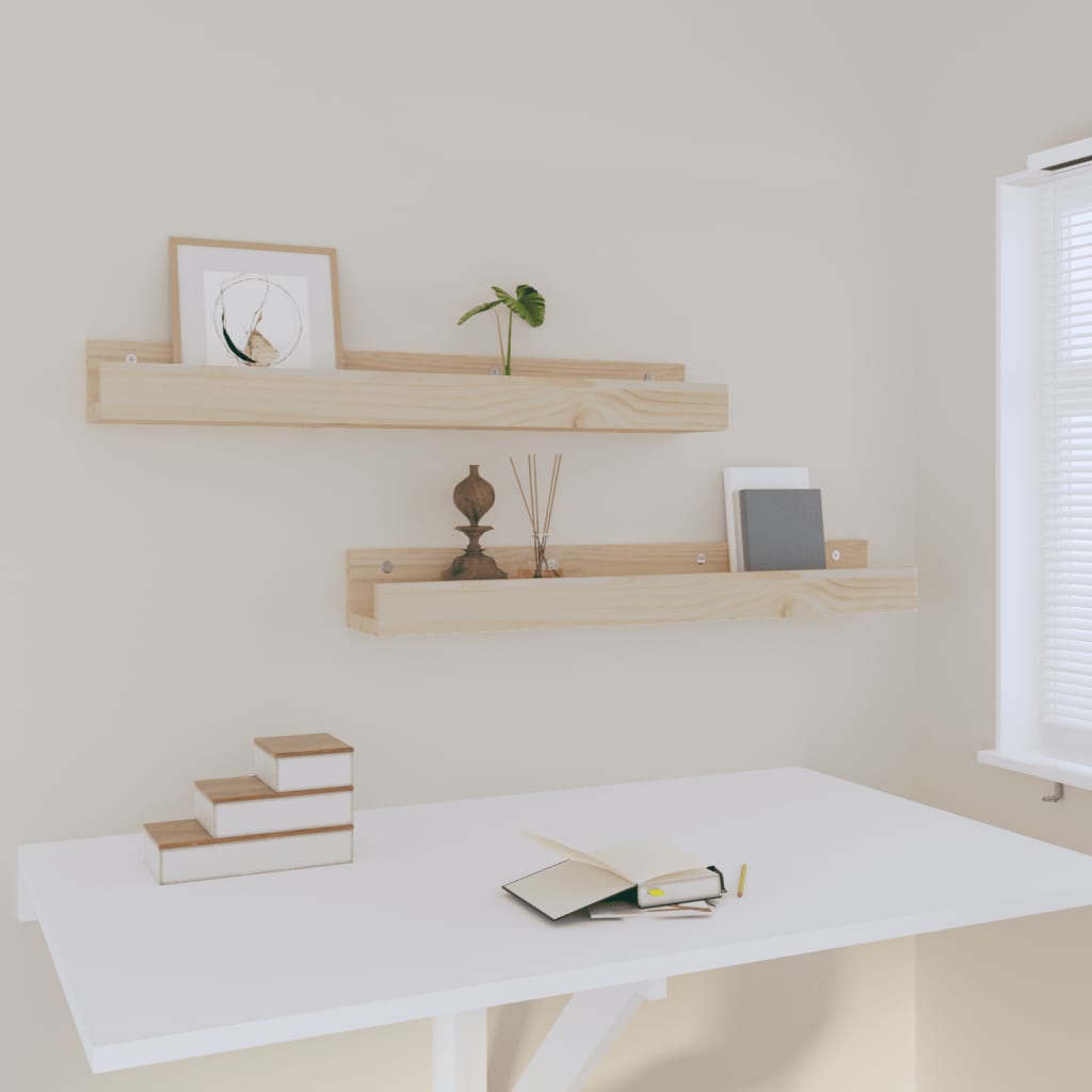 2 db tömör fenyőfa fali polc 80 x 12 x 9 cm