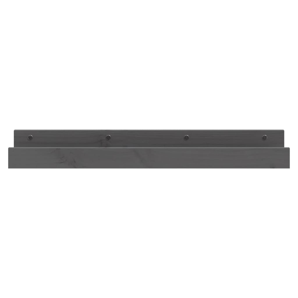 2 db szürke tömör fenyőfa fali polc 80 x 12 x 9 cm