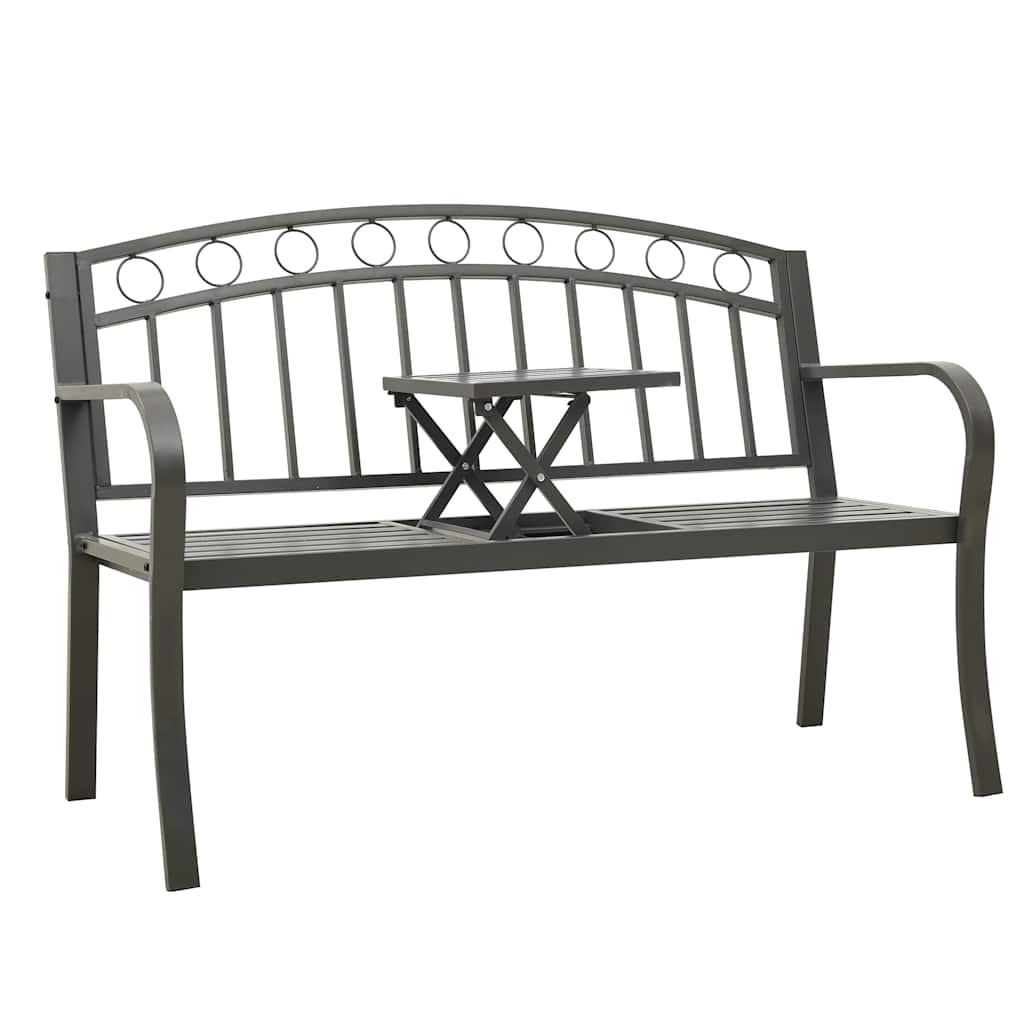 Szürke kerti pad asztallal 120 cm