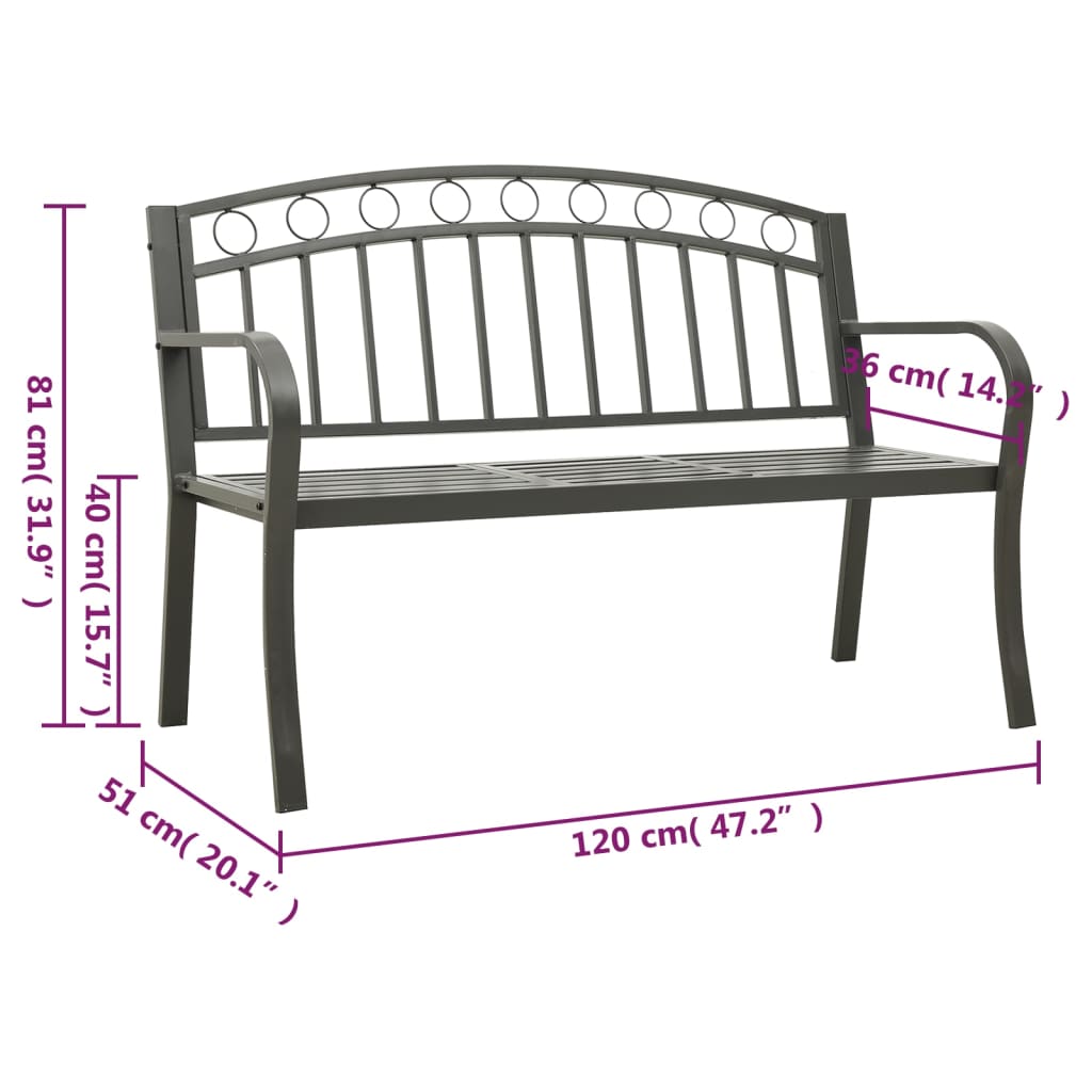 Szürke kerti pad asztallal 120 cm