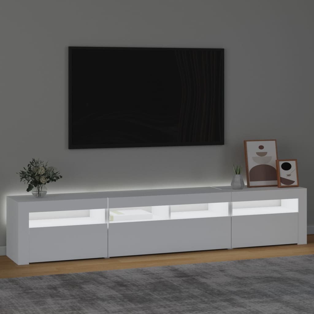 Fehér tv-szekrény led-lámpákkal