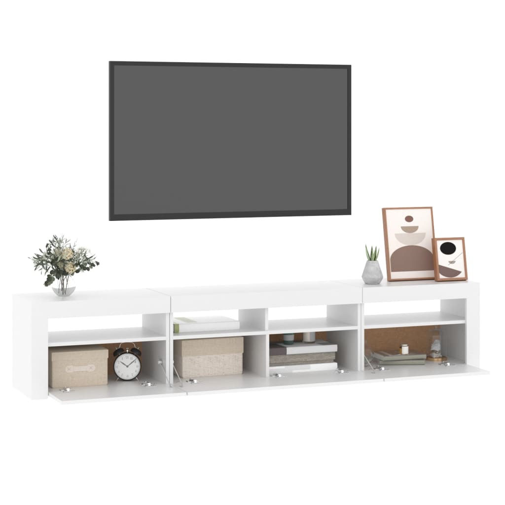 Fehér tv-szekrény led-lámpákkal