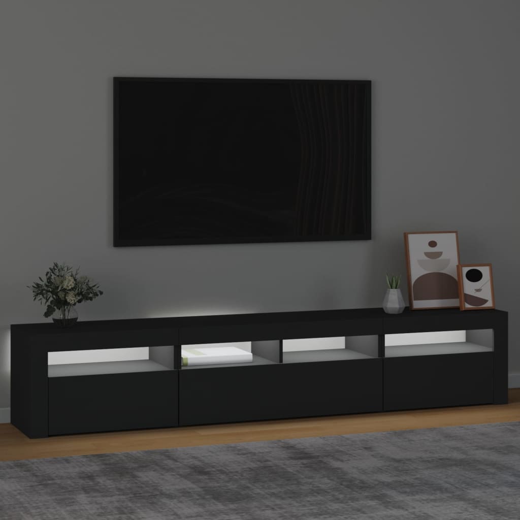 Fekete tv-szekrény led-világítással Fekete tv-szekrény led-világítással