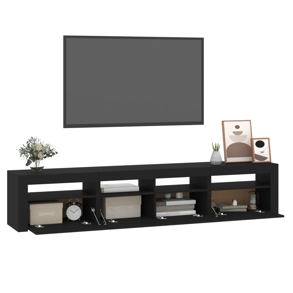 Fekete tv-szekrény led-világítással Fekete tv-szekrény led-világítással
