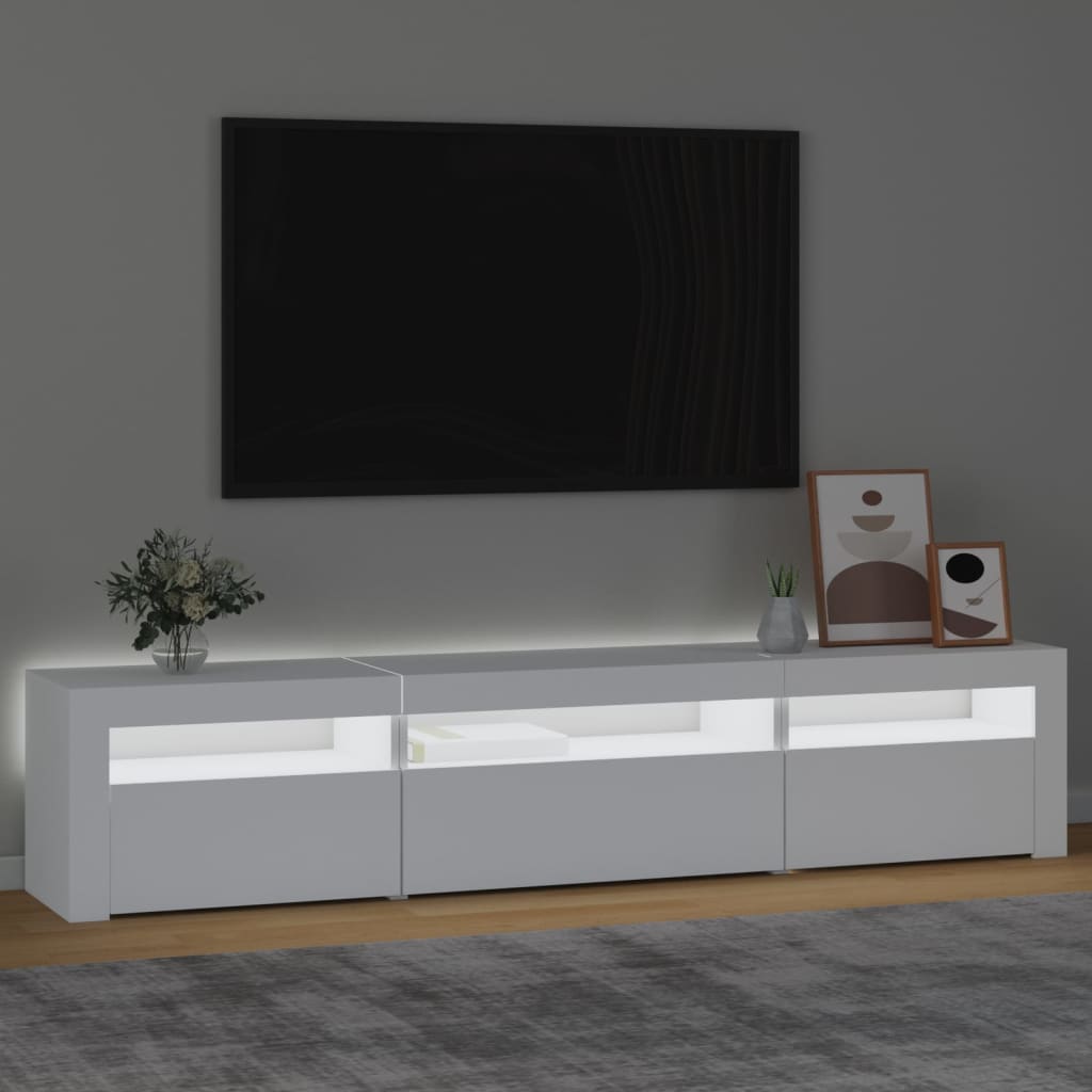 Fehér tv-szekrény led-lámpákkal Fehér tv-szekrény led-lámpákkal