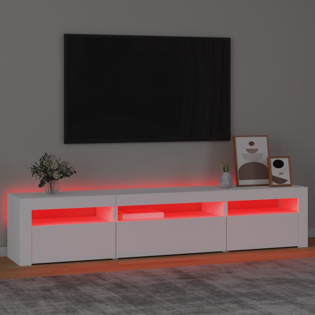 Fehér tv-szekrény led-lámpákkal Fehér tv-szekrény led-lámpákkal