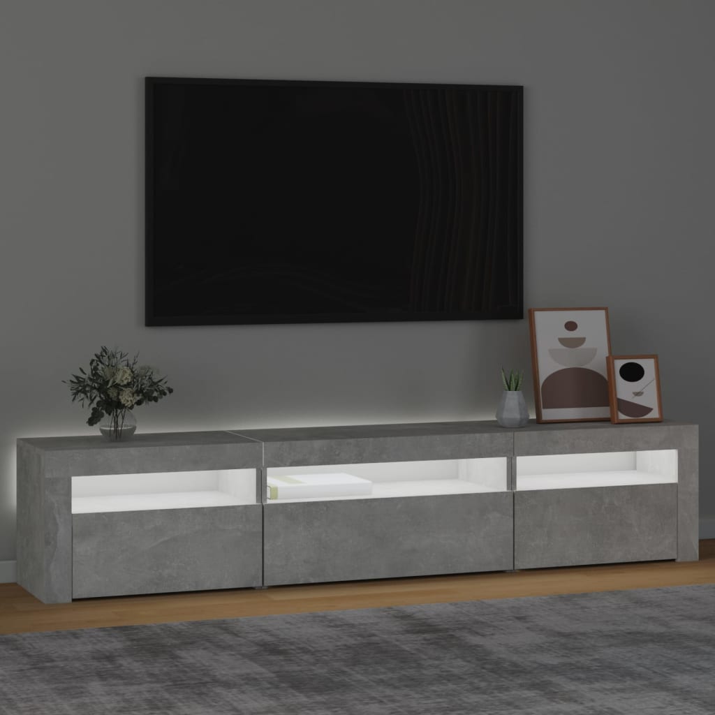 Betonszürke tv-szekrény led lámpákkal Betonszürke tv-szekrény led lámpákkal