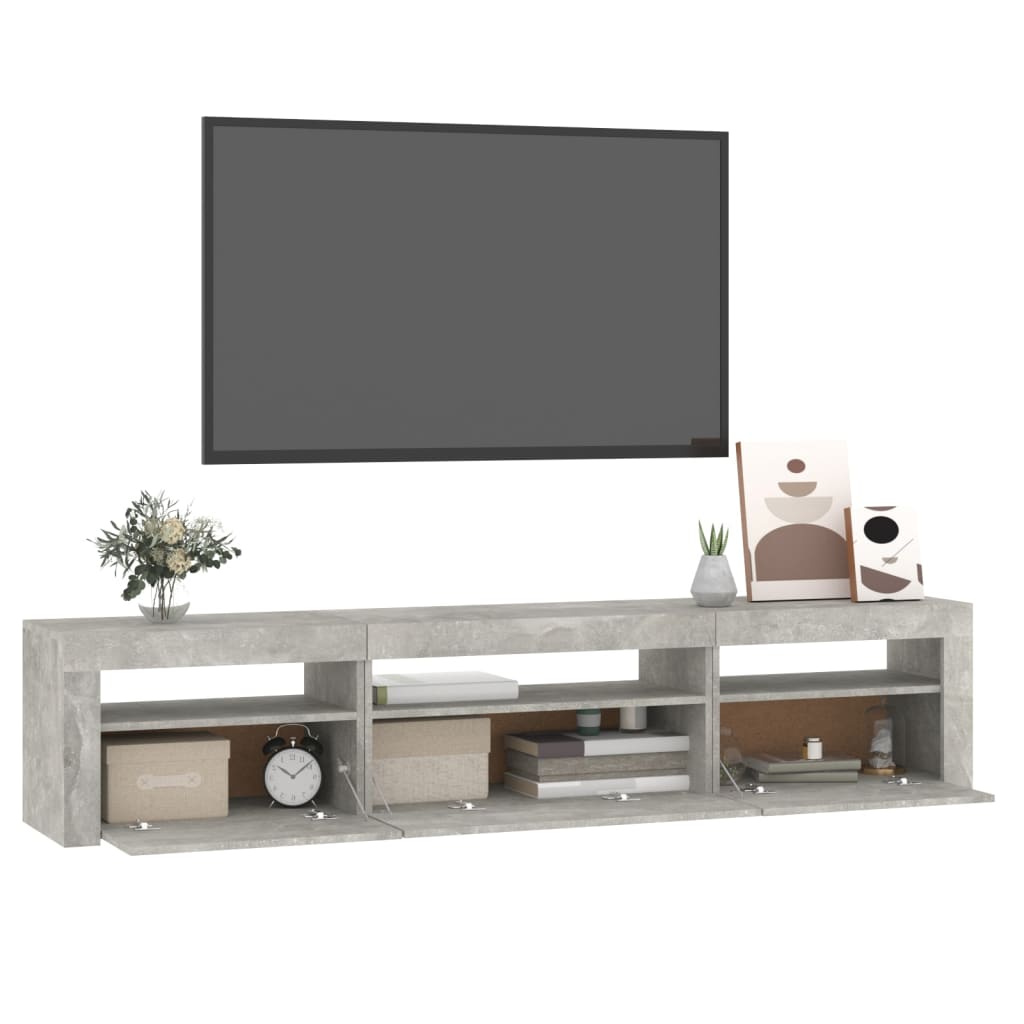 Betonszürke tv-szekrény led lámpákkal Betonszürke tv-szekrény led lámpákkal