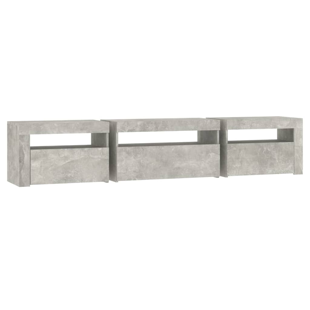 Betonszürke tv-szekrény led lámpákkal Betonszürke tv-szekrény led lámpákkal