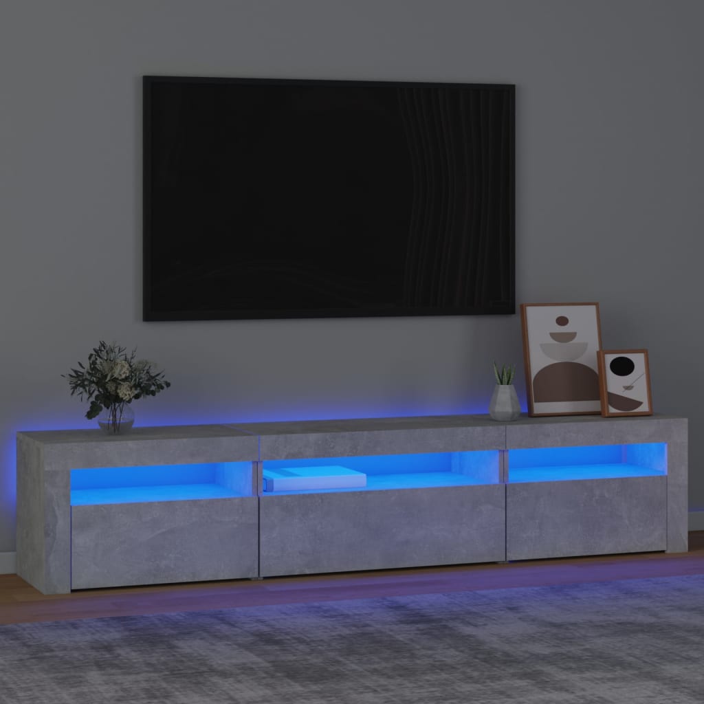 Betonszürke tv-szekrény led lámpákkal Betonszürke tv-szekrény led lámpákkal