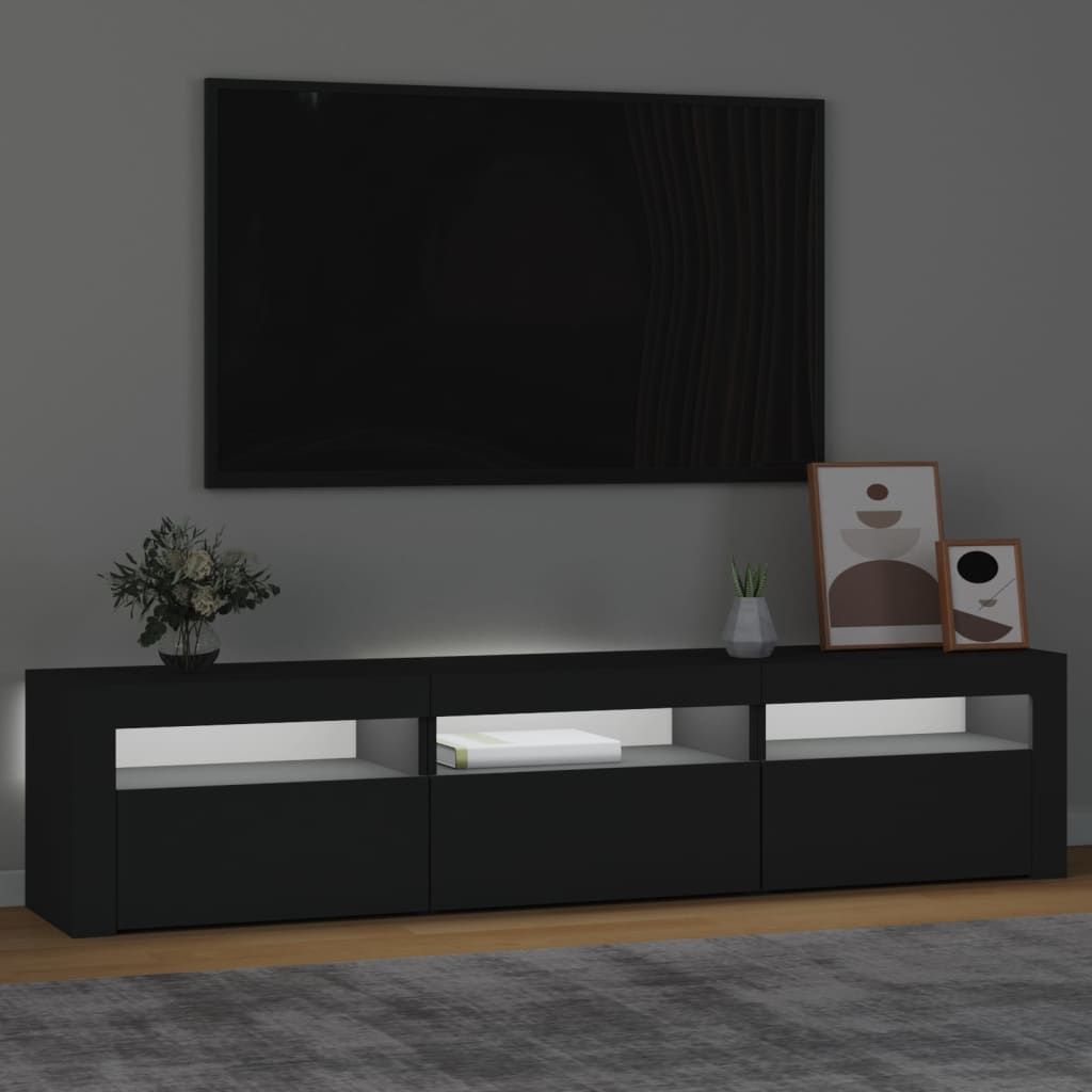 Fekete tv-szekrény led-világítással