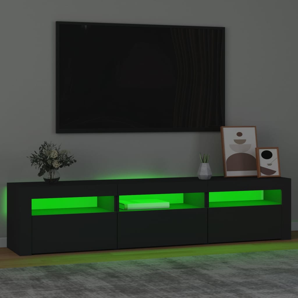Fekete tv-szekrény led-világítással