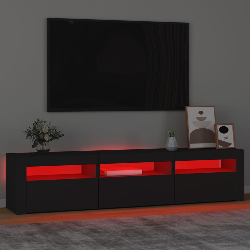 Fekete tv-szekrény led-világítással