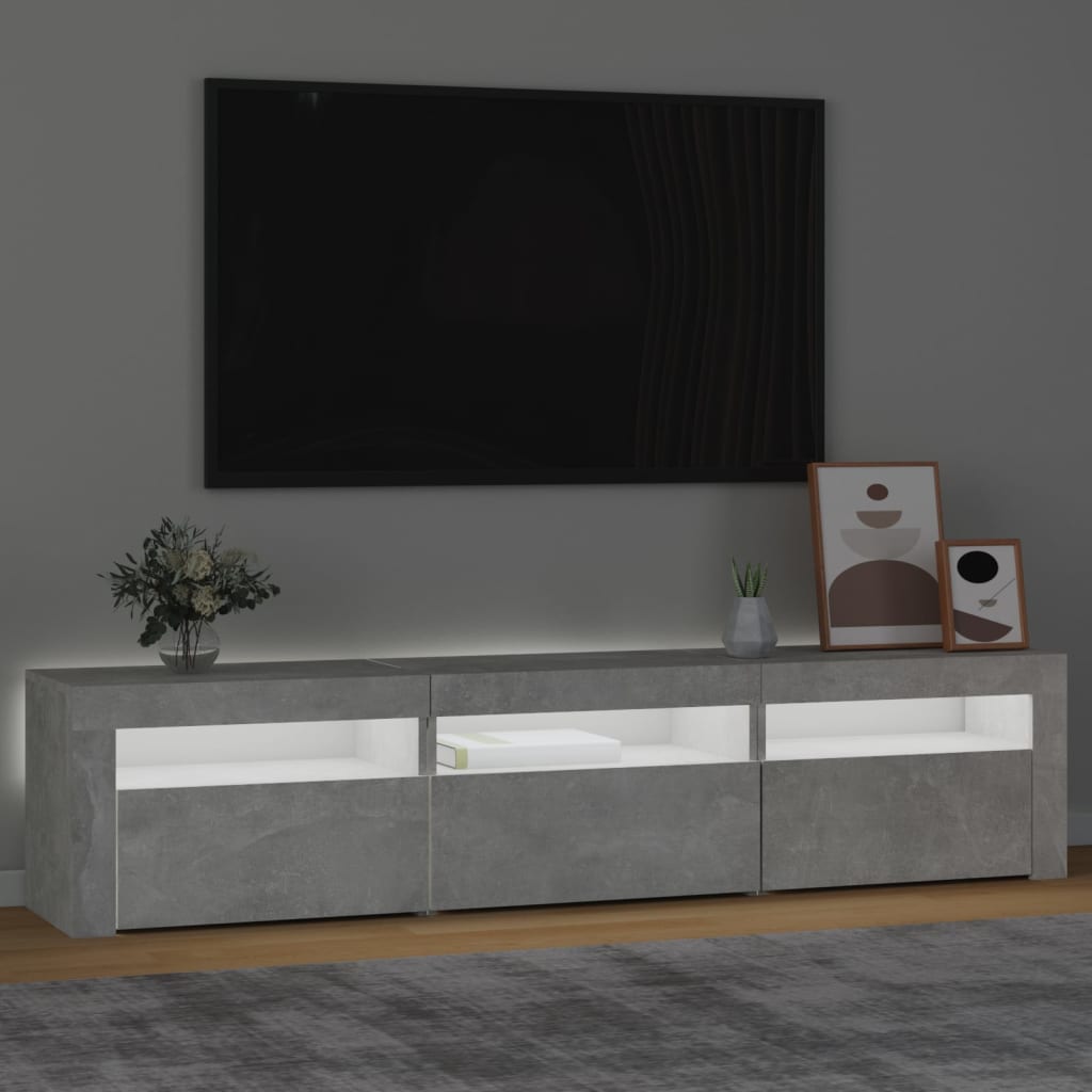 Betonszürke tv-szekrény led lámpákkal