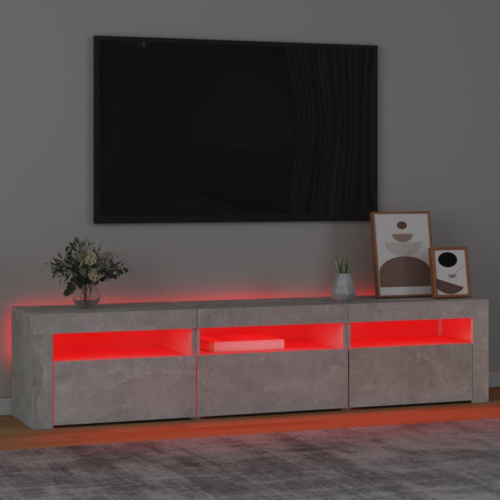 Betonszürke tv-szekrény led lámpákkal