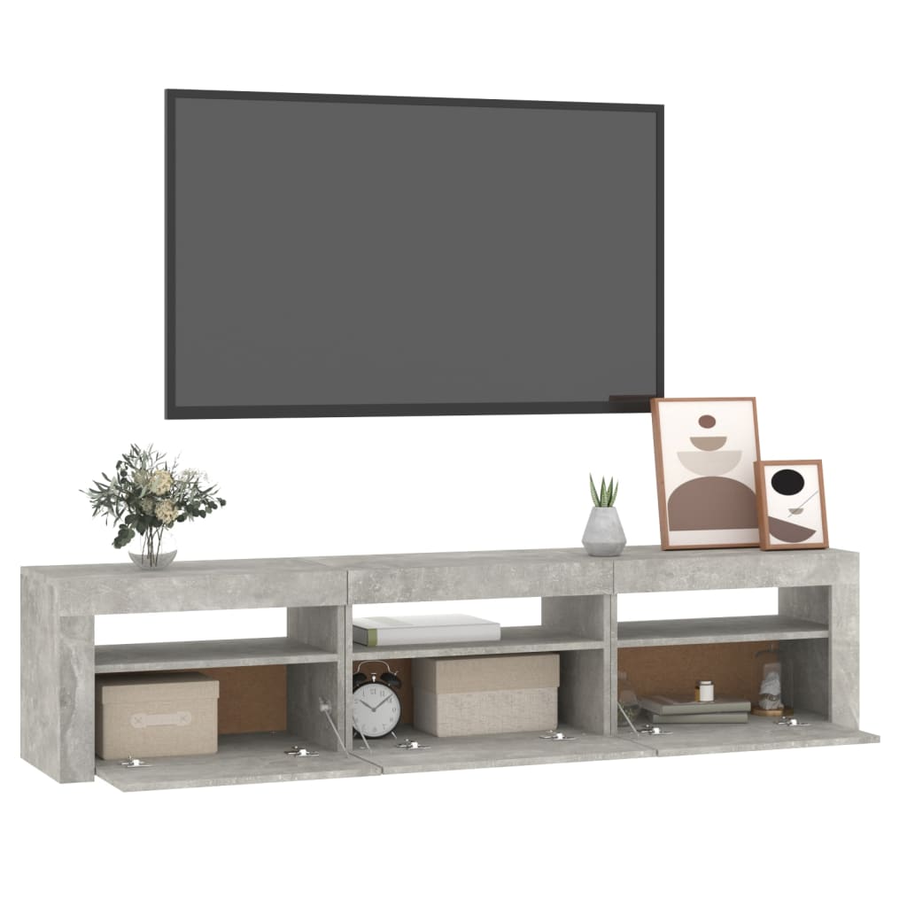Betonszürke tv-szekrény led lámpákkal