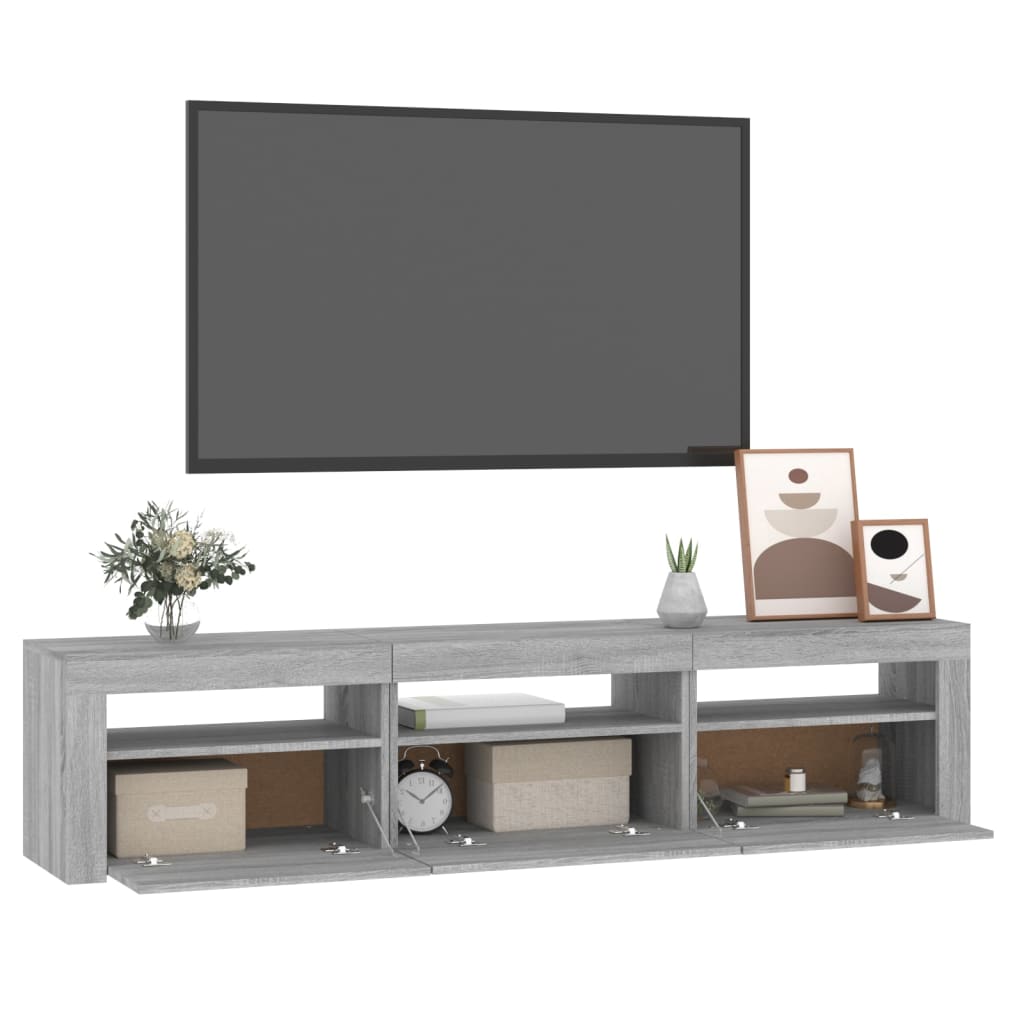 Szürke sonoma színű tv-szekrény led-lámpákkal Szürke sonoma színű tv-szekrény led-lámpákkal