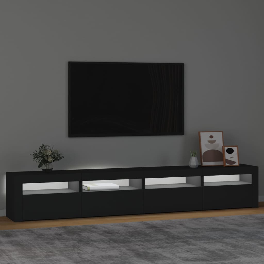 Fekete tv-szekrény led-világítással