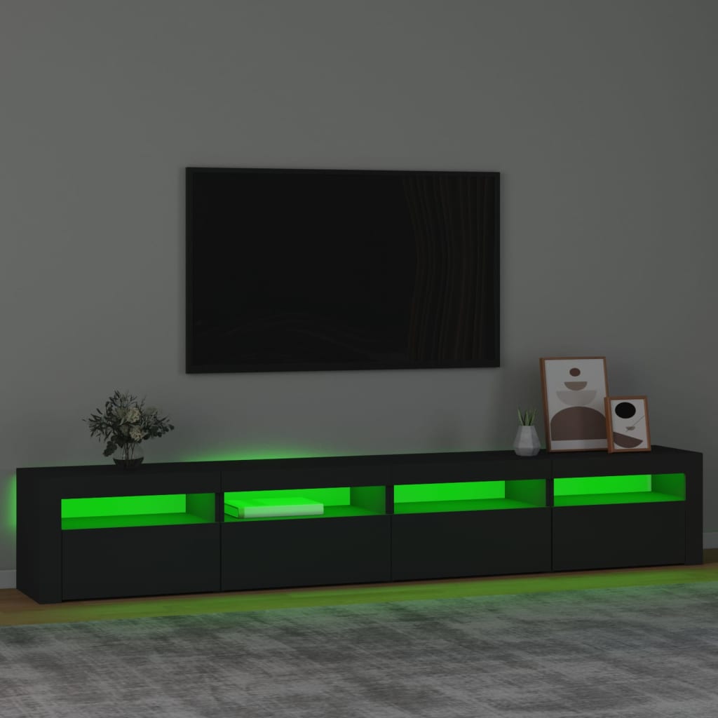 Fekete tv-szekrény led-világítással