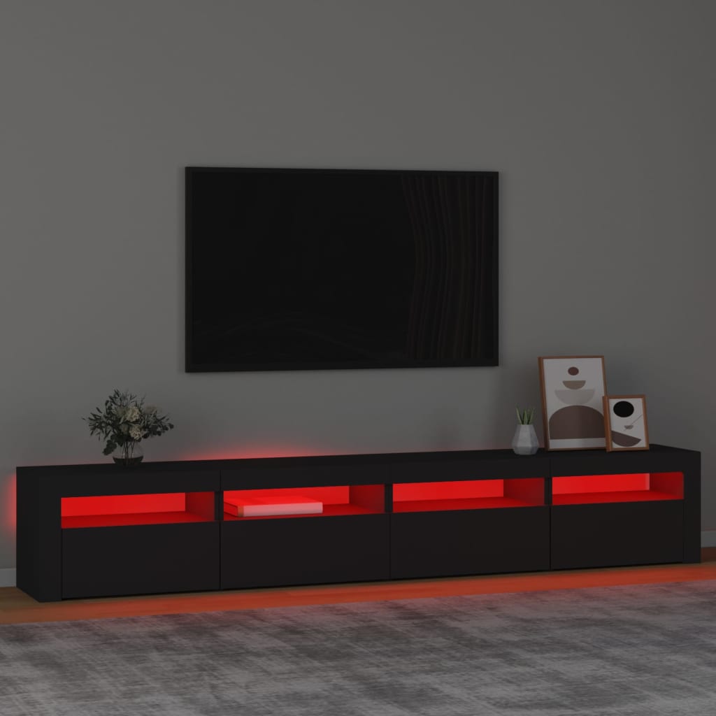Fekete tv-szekrény led-világítással