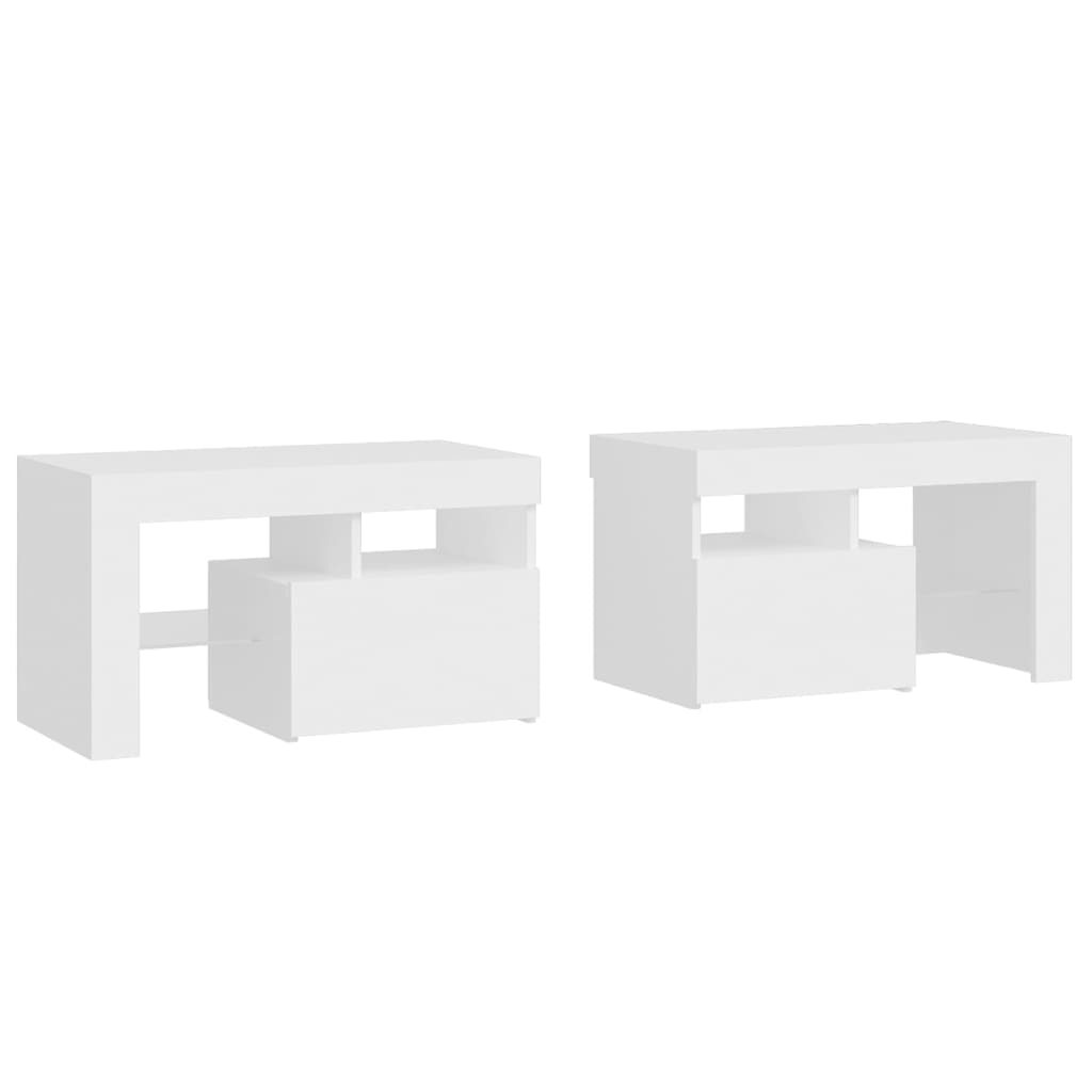 2 db fehér színű led-lámpás éjjeliszekrény 70x36,5x40 cm 2 db fehér színű led-lámpás éjjeliszekrény 70x36,5x40 cm