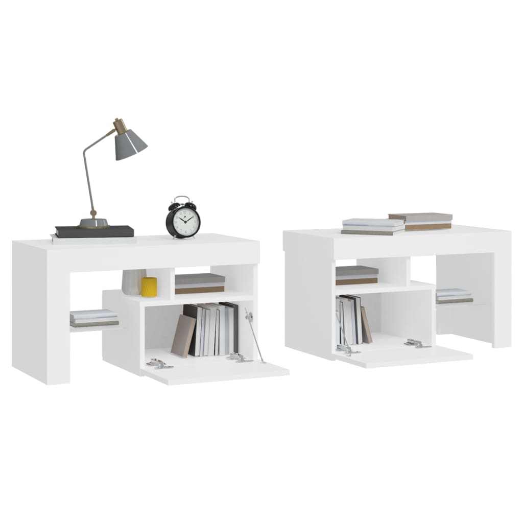 2 db fehér színű led-lámpás éjjeliszekrény 70x36,5x40 cm 2 db fehér színű led-lámpás éjjeliszekrény 70x36,5x40 cm