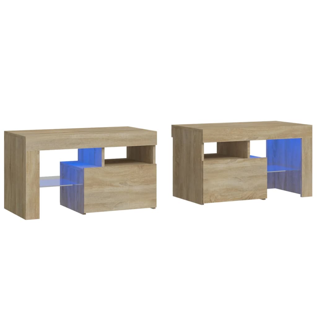 2 db sonoma-tölgy színű led-lámpás éjjeliszekrény 70x36,5x40 cm 2 db sonoma-tölgy színű led-lámpás éjjeliszekrény 70x36,5x40 cm