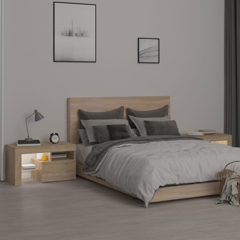 2 db sonoma-tölgy színű led-lámpás éjjeliszekrény 70x36,5x40 cm 2 db sonoma-tölgy színű led-lámpás éjjeliszekrény 70x36,5x40 cm