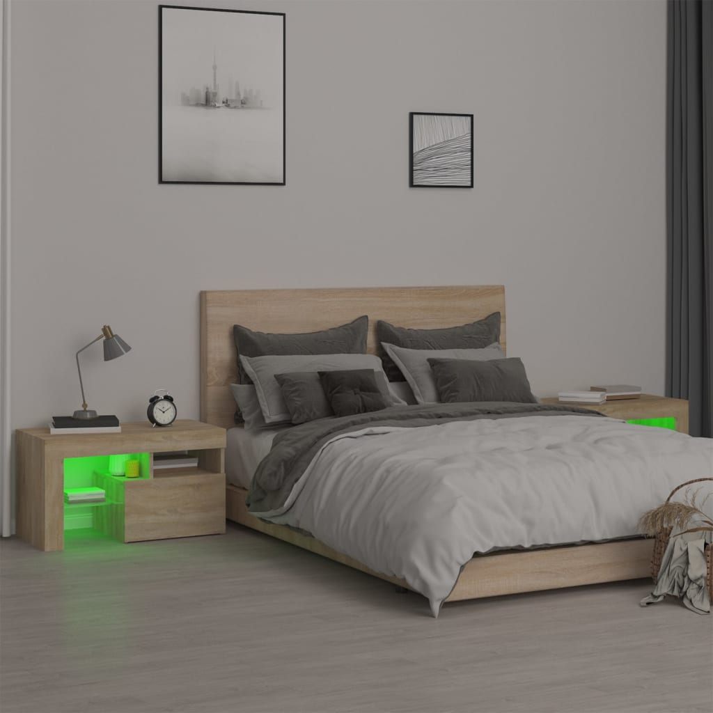 2 db sonoma-tölgy színű led-lámpás éjjeliszekrény 70x36,5x40 cm 2 db sonoma-tölgy színű led-lámpás éjjeliszekrény 70x36,5x40 cm